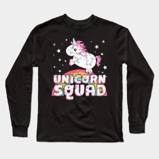 Cute Chubby Team Unicorn Saying Unicorn Squad- Long Sleeve T-Shirt